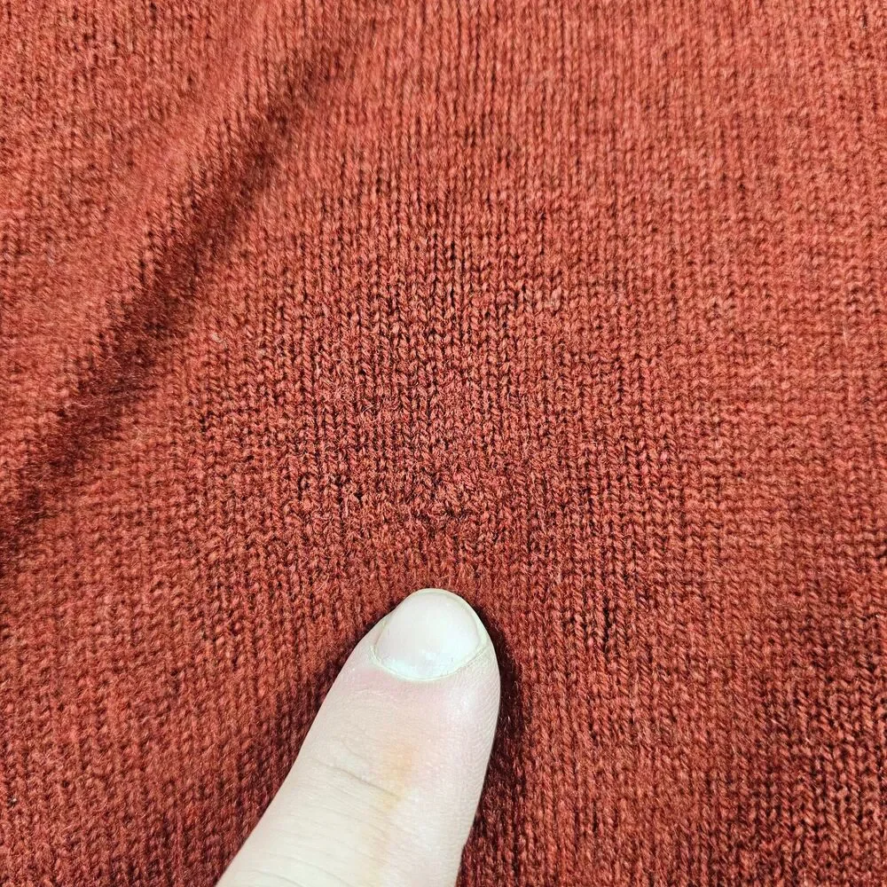 LL Bean Sweater Mens Large Burnt Orange Wool Vintage Pullover V Neck Outdoor